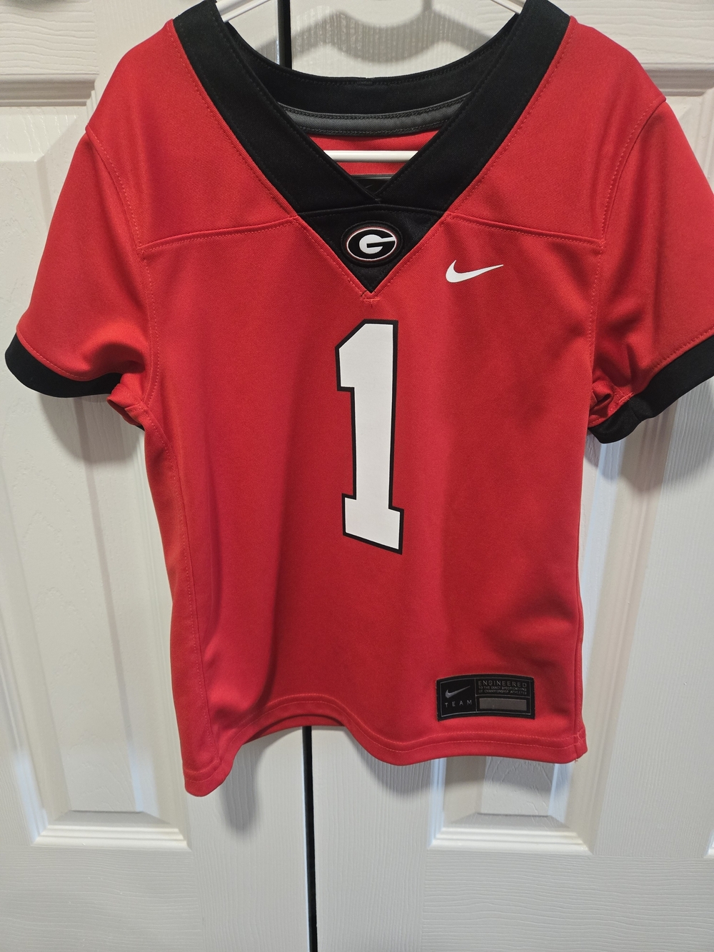 Nike Red & Black Kids Football Jersey with #1